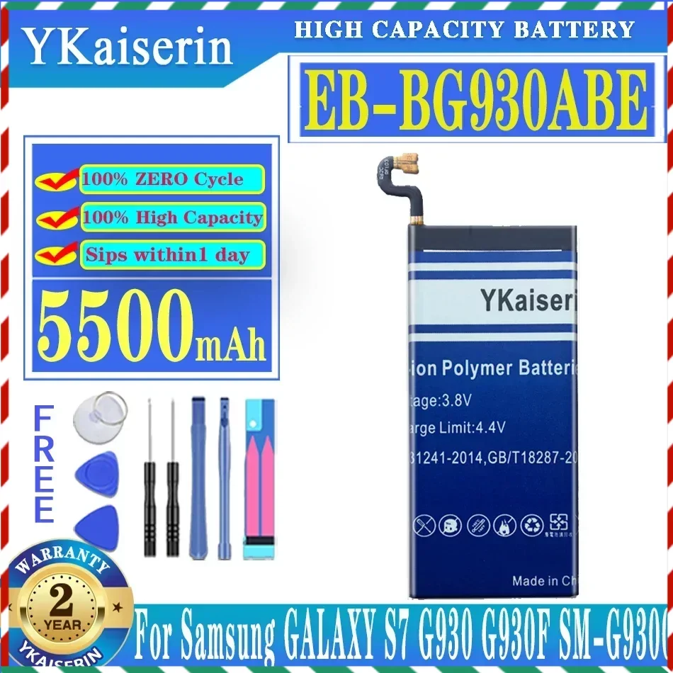 YKaiserin EB-BG930ABE 5500mAh Battery for Samsung GALAXY S7 G9300 G930F G930A G9308 SM-G9300 Replacement Free Tools