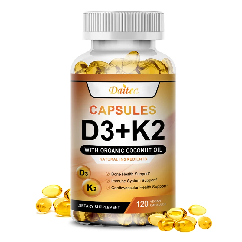 Daitea Vitamin D3+K2, Immune System Collagen Boosting and Skin Health Supplement