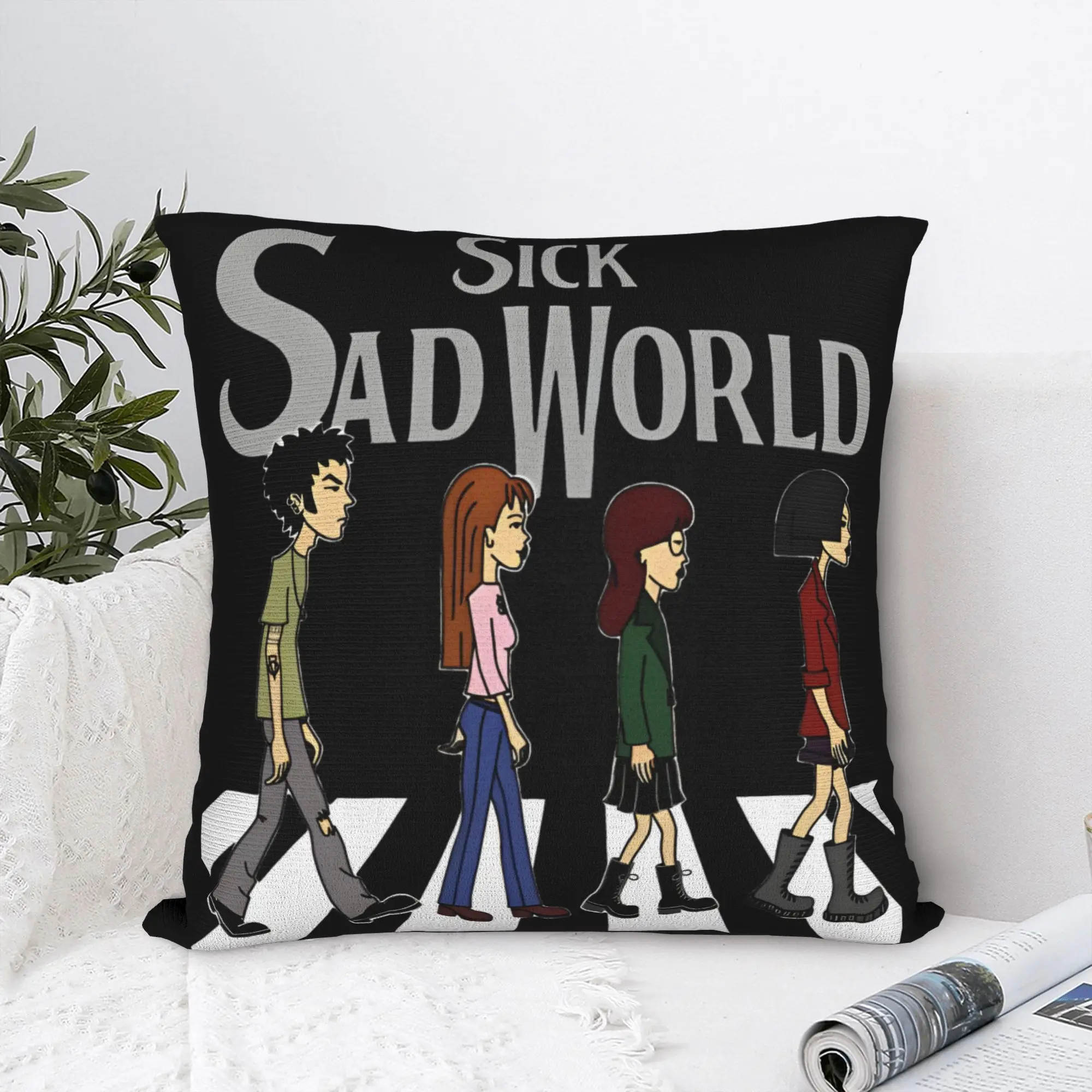 Sick Sad Abbey Road 90s Cartoon Mashup Darias Square Pillowcases Sofa  Cushion Cover Home Decoration Throw Pillow Case 45*45