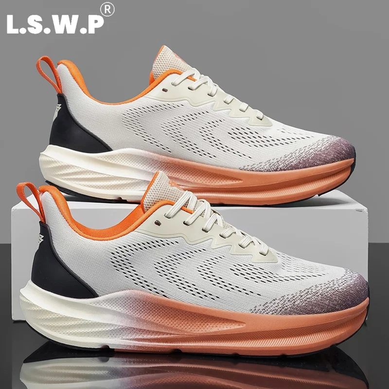 Men's Casual Sports Shoes, Men's Fly-Knit Breathable Running Shoes, Gradient Mesh Thick-Soled High-Elastic Shock-Absorbing Sneakers, Lightweight Non-Slip Wear-Resistant Casual Men's Shoes for Daily Jogging, Fitness, Commuting, Hiking, and Training, Available in Multiple Colors