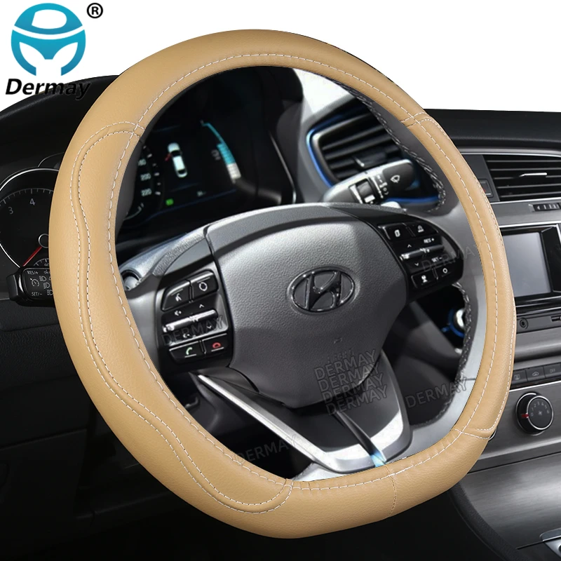 DERMAY Lenkrad Abdeckung D Form für Hyundai ioniq 2016 2017 2018 2019 2020 2021 2022 PU Leder Auto Styling auto Schutz