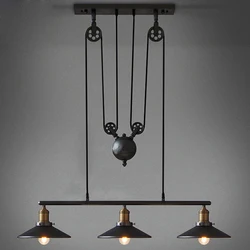 Retro Vintage Pully Pendant Lights Fixture Loft American Hanging Lamp Kitchen Cafe Bar Rope Industrial Edison Light Iron Antique