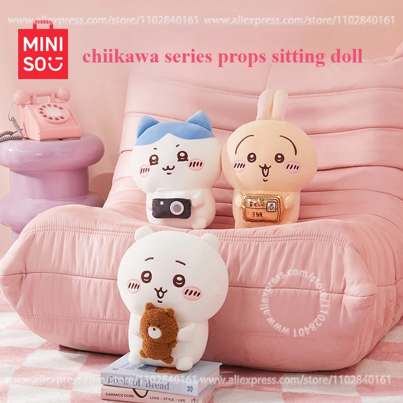 

MINISO Sitting Doll Chiikawa Series Props Children's Toys Cute Pillow Cartoon Week Hachiware Usagi Decorative Ornaments Present