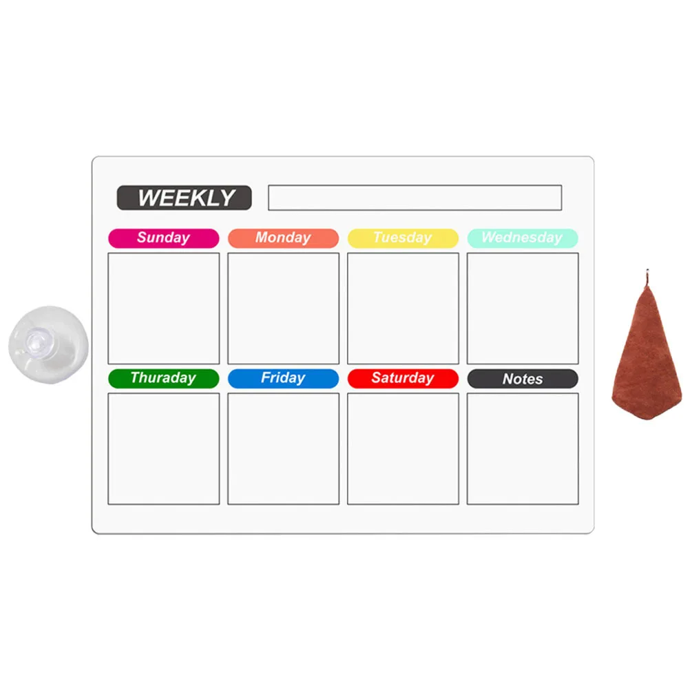 1Set Magnetic Refrigerator Board Clear Plastic Dry Erase Weekly Planner Message Organizer Magnetic Fridge Planner Daily