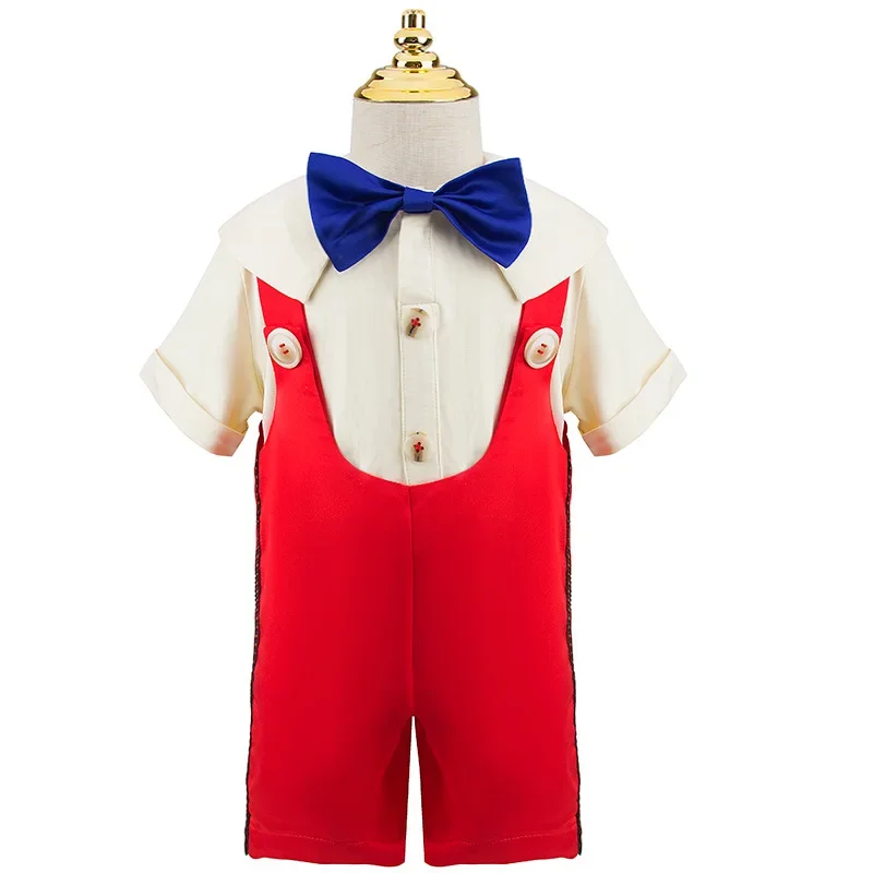 HN8 สินค้าใหม่ Pinocchio Boy Overalls สามชิ้นชุดคอสเพลย์ชุดเล็กชุด Costumes8...Gf