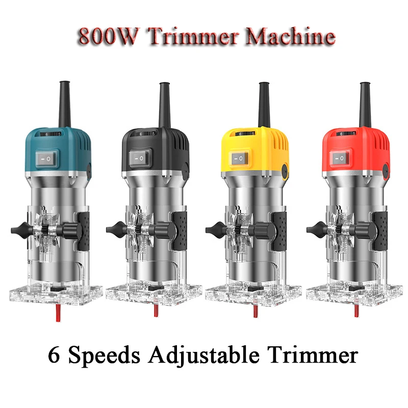 Upgraded 6-speed 800W 220V Woodworking Electric Trimmer 33000 RPM Wood Engraving Slotting Trimming Machine Carving Router.