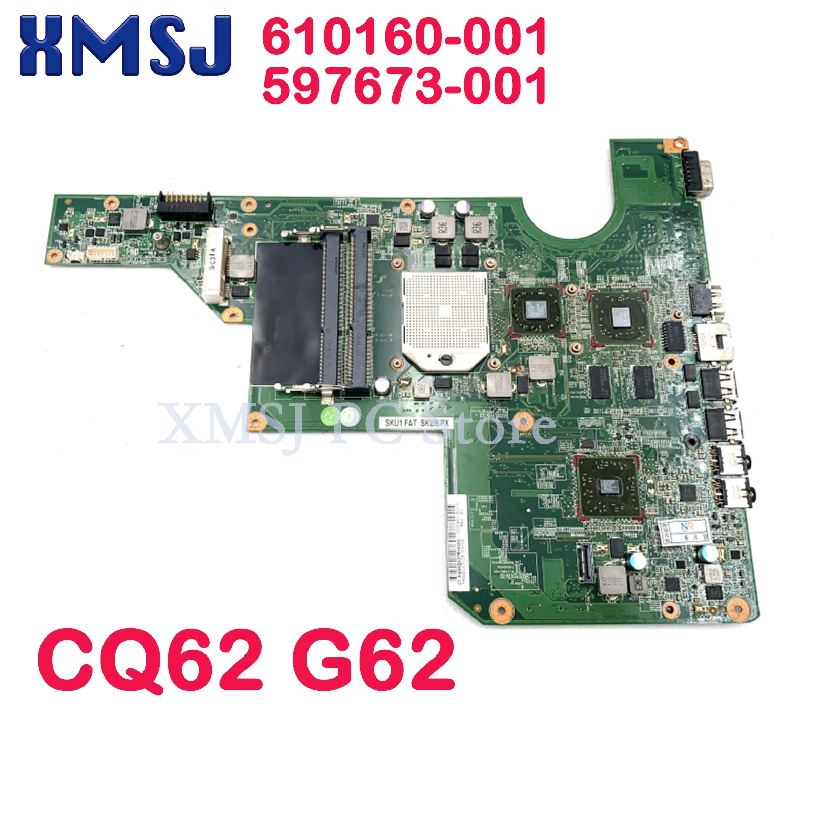 XMSJ-Carte mère d'ordinateur portable pour HP, CQ62, G62, 610160, 001, 597673, DDR3, carte mère CPU gratuite, test complet