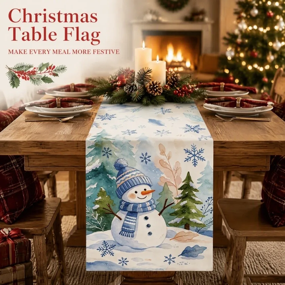 American Style Christmas Table Runner Vintage Printed Soft Fabric Christmas Tablecloth Nice Draping Effect Easy To Maintain