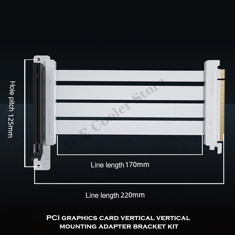 VGPUKT4.0 Trắng PCI-E Đứng Chân Đế GPU Giá Đỡ GEN3 PCI-E 4.0 16X Riser Nối Không Dây