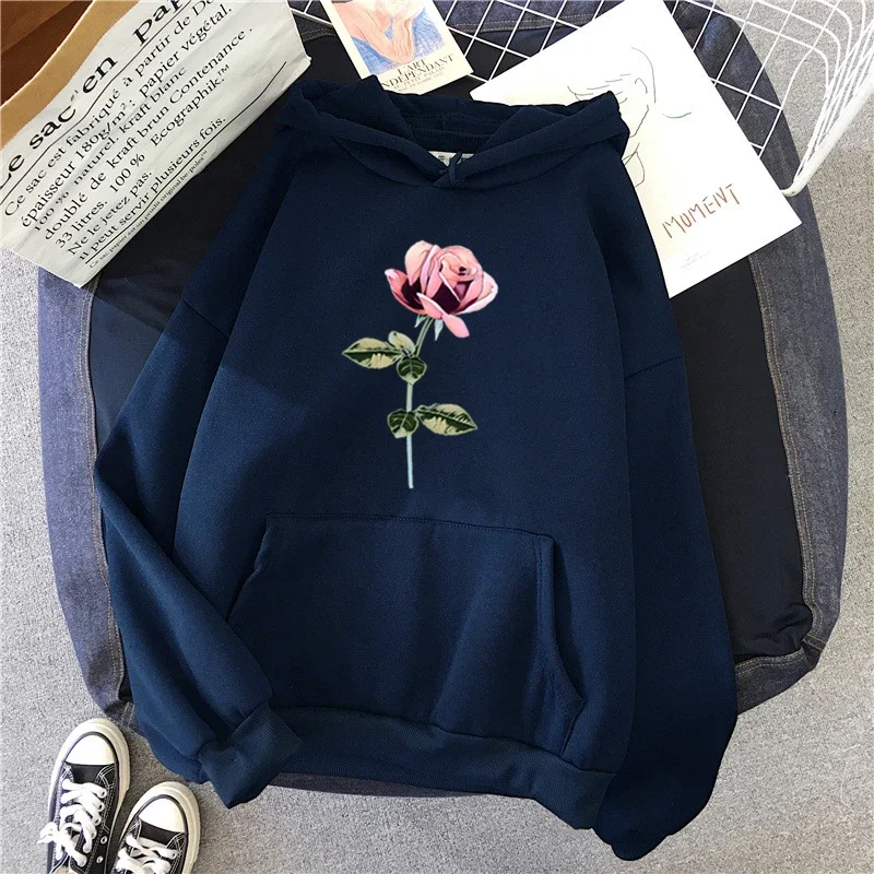 Flower Printing Womens Sweatshirts Home Casual Hoodies 2025 Fashion Pullover Tops Street Autumn Winter Hot Sales Woman Clothing