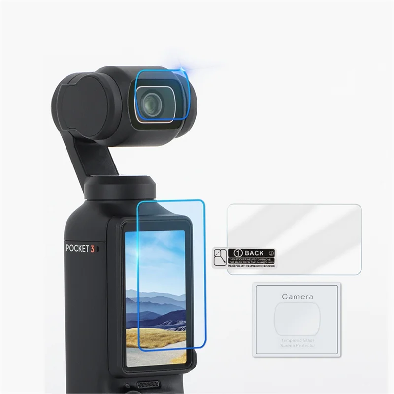 Película de Vidro Temperado para DJI OSMO Pocket 4, Película Protetora de Lente Anti-Risco, Protetor de Tela para DJI Osmo Pocket 4 3