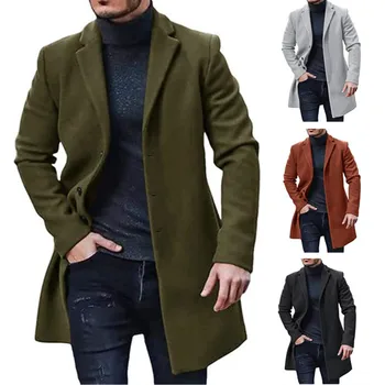 Male Streetwear Jackets Man's Solid Color Casual Outerwear And Coats Single Breasted Lapel Wool Men's Jacket For Spring Winter 1
