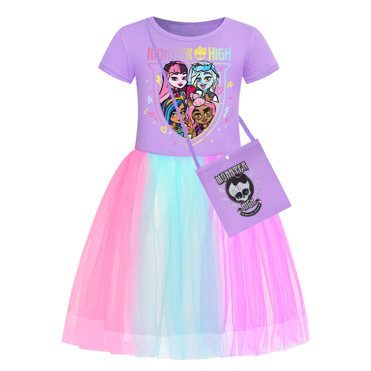 Monster High Cartoon Robe de soirée décontractée pour filles, vêtements d'été pour enfants, robe de princesse pour filles, mariage, 3532