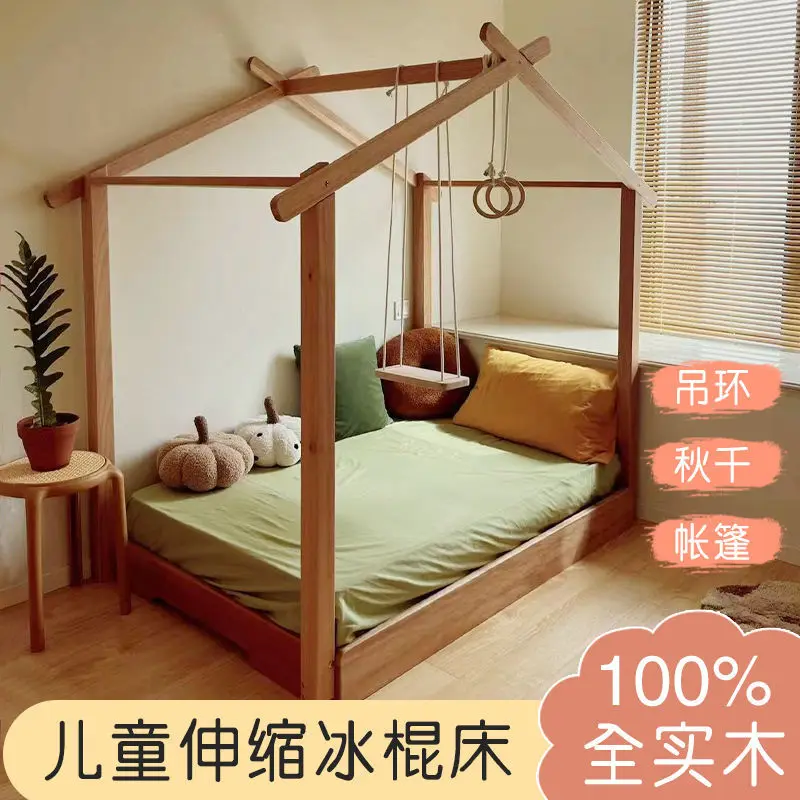 سرير المصاصة من خشب الصندل الأحمر الأفريقي سرير أطفال تلسكوبي للأولاد من الخشب الصلب بالكامل بيت شجرة الأميرة سرير بيت الرياح
