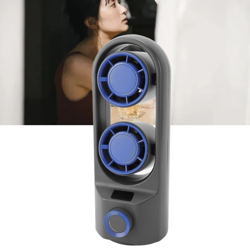 

Desktop Tower Fan Profesional Efficient Stepless Speed Adjustable Dual Turbine USB Rechargeable Low Noise Portable Desk Fan
