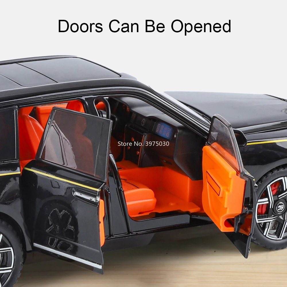1:24 Alloy Rolls Royce Cullinan XM-Modell, Druckguss-Spielzeugautos, 6 Türen, geöffnete Fahrzeuge, zurückziehbare leichte Musik, Miniaturauto, Kindergeschenk – Detail 9