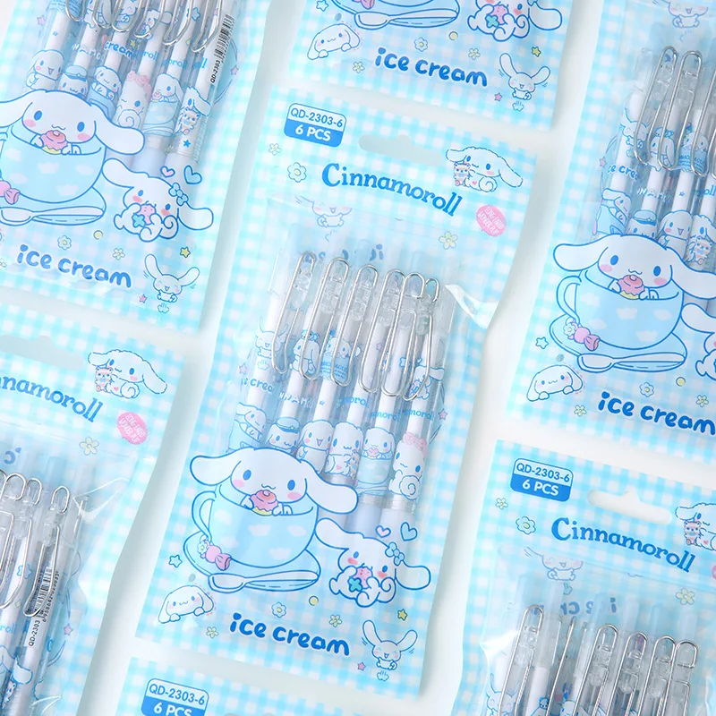 Simpatico cane blu cartone animato cane dalle orecchie grandi styling pressa penna gel nera firma penna pressa 6/120 penna gel scuola regalo all'ingrosso.