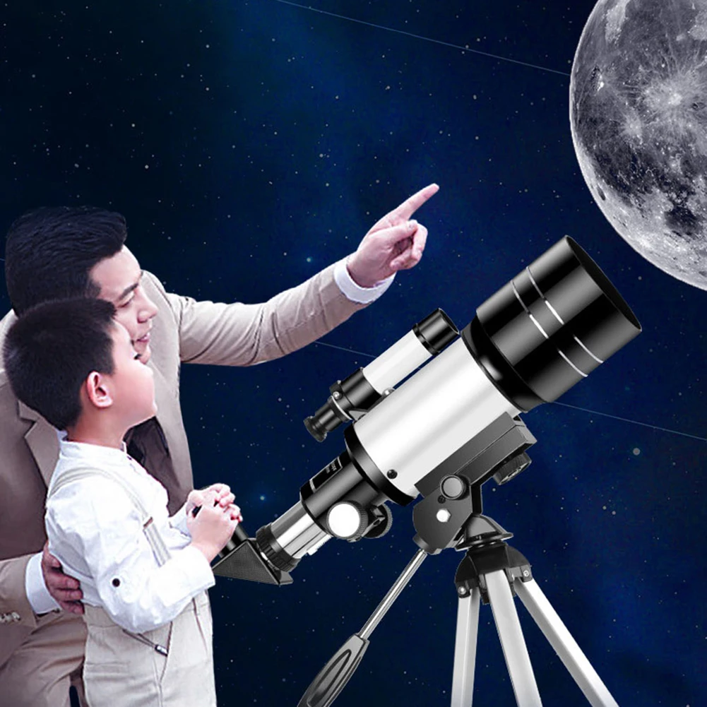 Teleskop perjalanan 300mm teleskop portabel 70mm Aperture refraktor teleskop perjalanan profesional hadiah untuk pemula astronomi