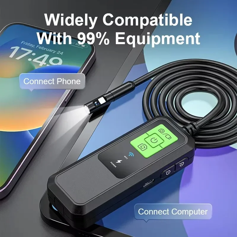 2K HD Industrial Endoscope Single Dual WiFi Borescope Inspection Camera IP67 Waterproof Pipeline Borescope For iPhone Android