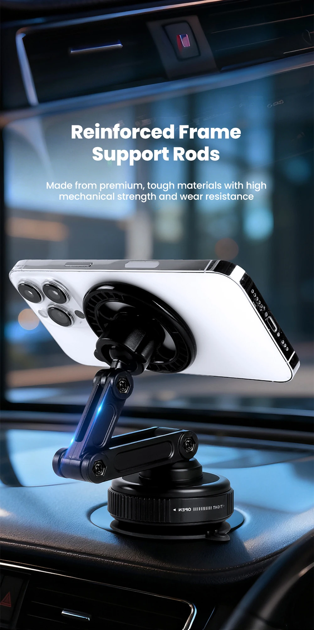 Magnetische Auto-Handyhalterung Universelle Vakuum-Saugnapfhalterung Faltbar 360° ° Drehbare Halterung für Armaturenbrett-Navigationssysteme, Auto-Zubehör – Detail 8