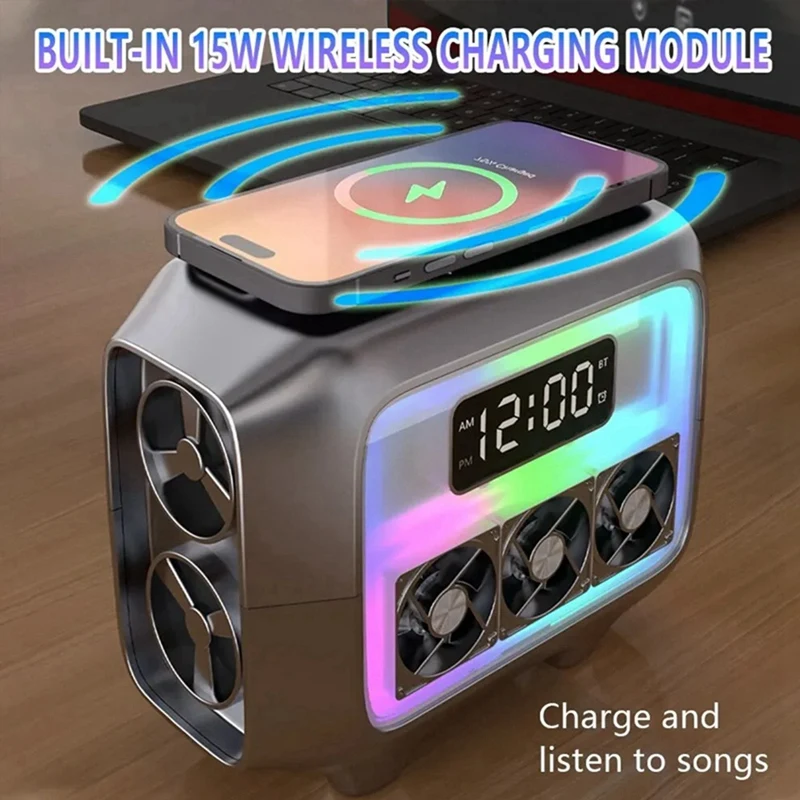 Bluetooth-динамик, стереодинамик, беспроводное зарядное устройство, светодиодный светильник, будильник, станция быстрой зарядки для смартфона