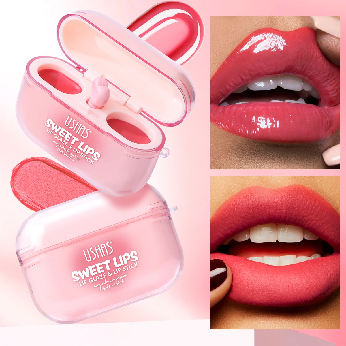 Ushas 2 - A Waterproof and Long-lasting Velvet Moisturizing Lip Gloss in Matte Finish, Lip Makeup Gift Set