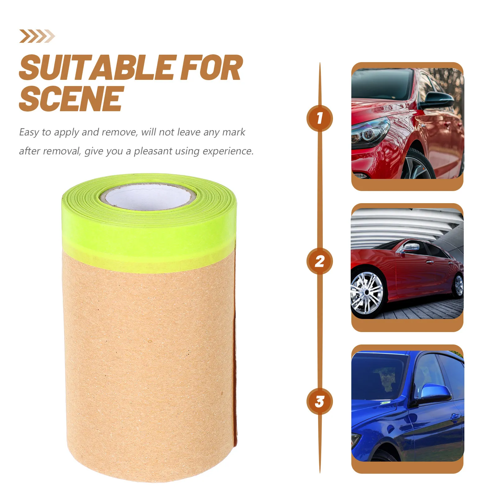 Pre-Taped Masking Paper Kraft Green Automotive Paint Protection Roll for Auto Body Painting Furniture Skirting Covering Masking
