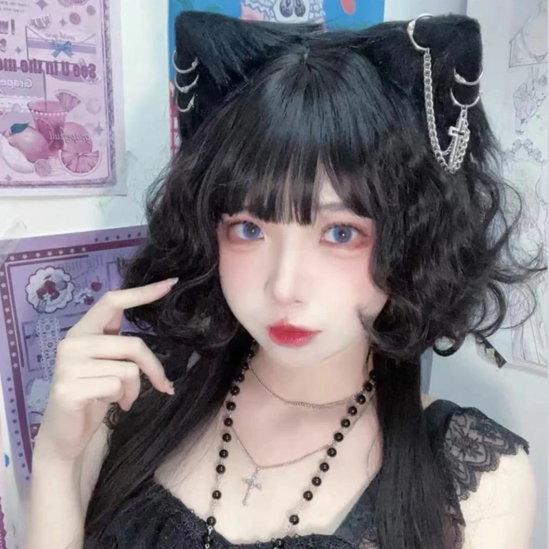 Lolita Gothic Beast Ear Hair Clip Anime Show Maid Cosplay Hairpin Women Punk Plush Cat Ear Party Costume Hair Barrettes Decor