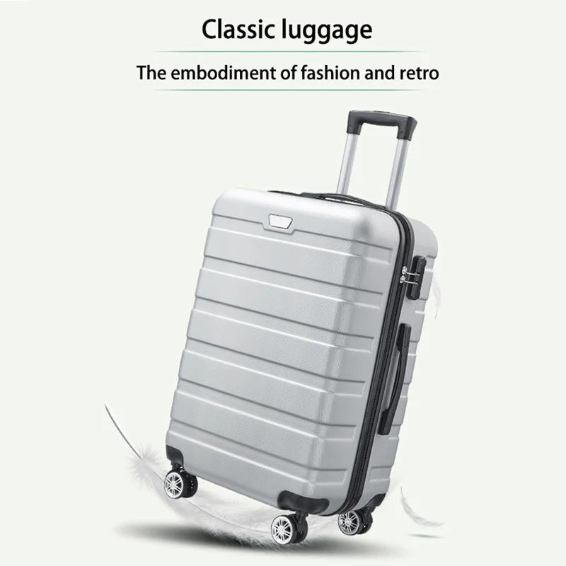 

3 Piece Luggage Set ABS 20/24/28 Inch Suitcase Set Anti Scratch Adjustable Alloy Telescopic Handle for Family Vacation and Trip