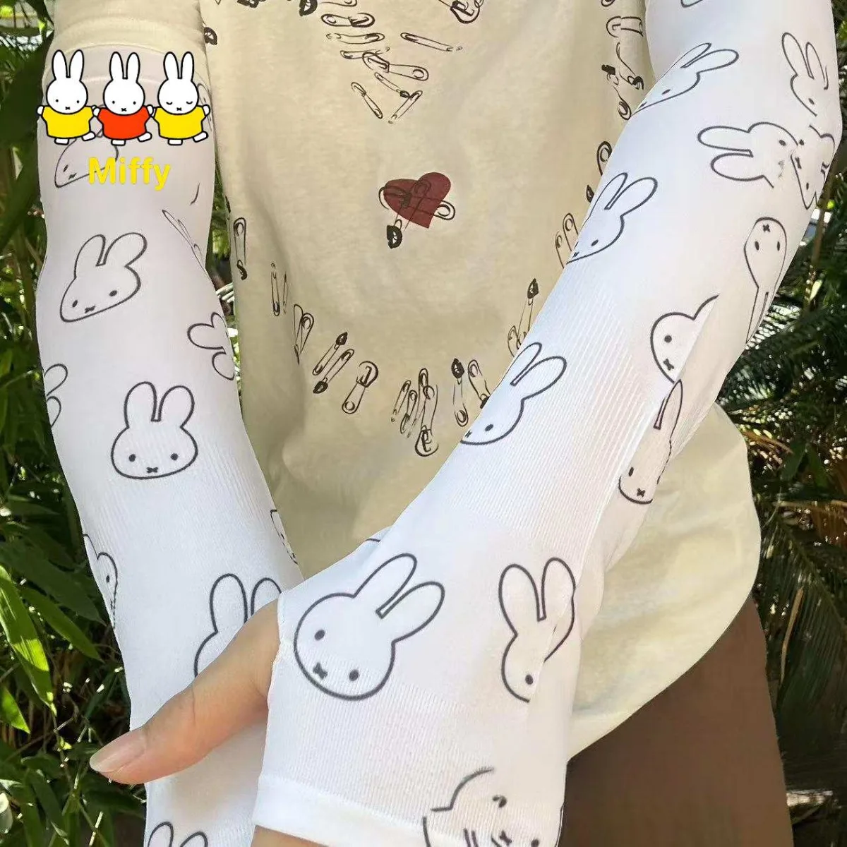 Kawaii Miffy Sun Protection Sleeve A Loose and Long Summer UV-resistant Breathable Cycling Arm and Arm Ice Sleeve