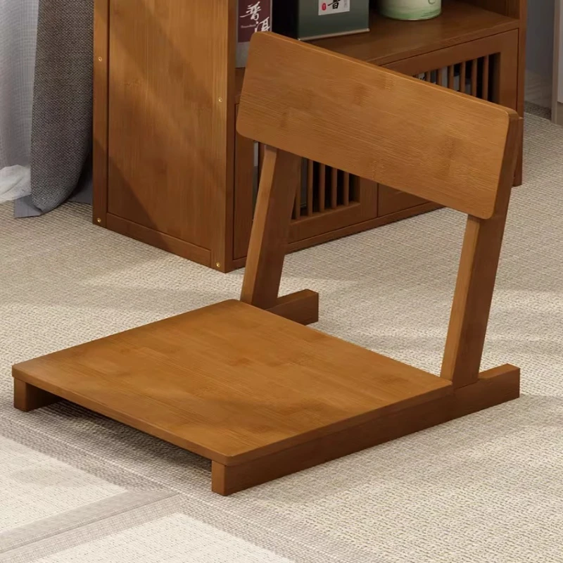 Japanese Floor Chair with Backrest, Low Tatami Stool for Balcony & Bedroom, Comfortable Seat Cushion & Relaxing Lounger