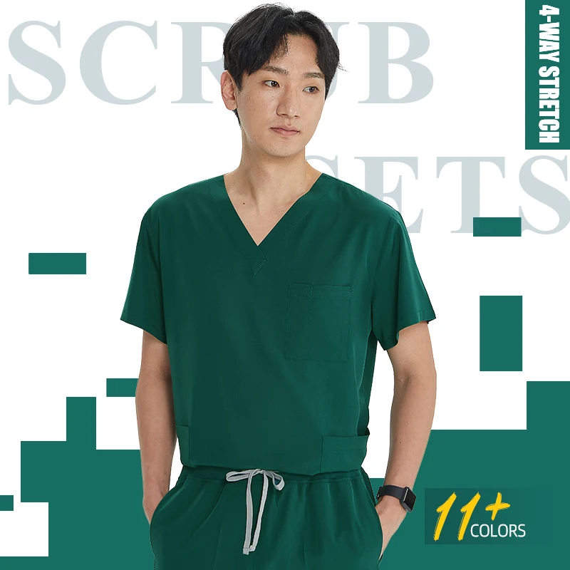 Oversized Stretch Medical Scrub Uniforms Surgical Set Jogger Pant Hospital Doctor Nurse Uniforms Dentist Workwear Pediatric S21