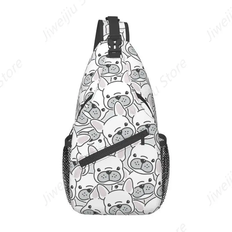 Fashion French Bulldog Puppy Crossbody Sling Backpack Men Dog Head Pattern Shoulder Chest Bags for Traveling