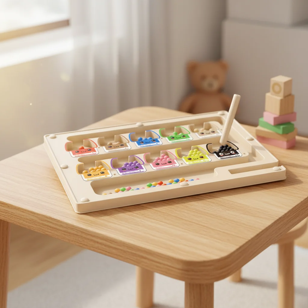 لعبة تحديد المواقع الخشبية الخشبية 2 في 1 تدريب التركيز المغناطيسي مونتيسوري ألعاب فرز الألوان المغناطيسية المضحكة #1