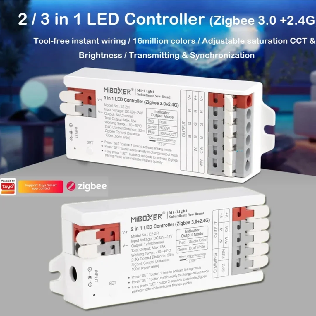 Imagem -04 - Milight-led Strip Light Controller Wi-fi Zigbee 3.0 2.4g Dc1224v Única Cor Cct Rgb Rgbw Rgb Cct wr em 1