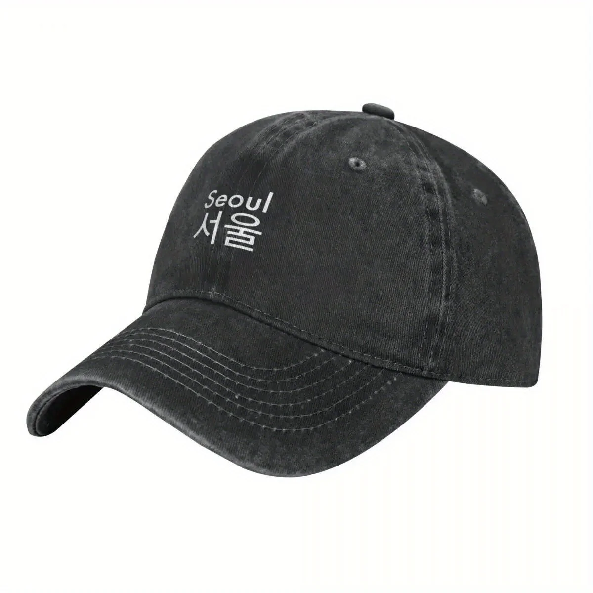 1pc-Korean City Seoul Baseball Cap - Men's & Women's Black Truck Cap with 