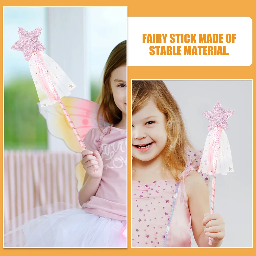 2 個のノベルティ星形妖精の杖快適で創造的な妖精の小道具子供の誕生日パーティー用妖精の杖女の子用の杖