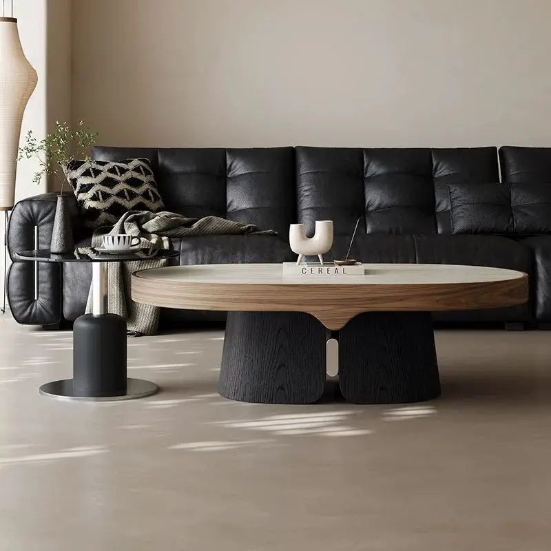 

Medieval style light luxury coffee table combination oval living room household small apartment high-end sense movable fashion