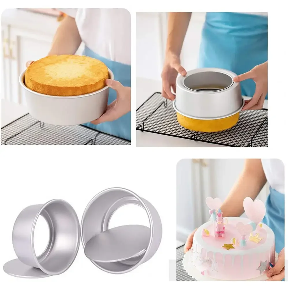 4Inch/6Inch Round Cake Pan Removable Bottom Nonstick Aluminum Alloy Dishwasher Safe Cake Baking Pan for Baking Cake Mold Tools