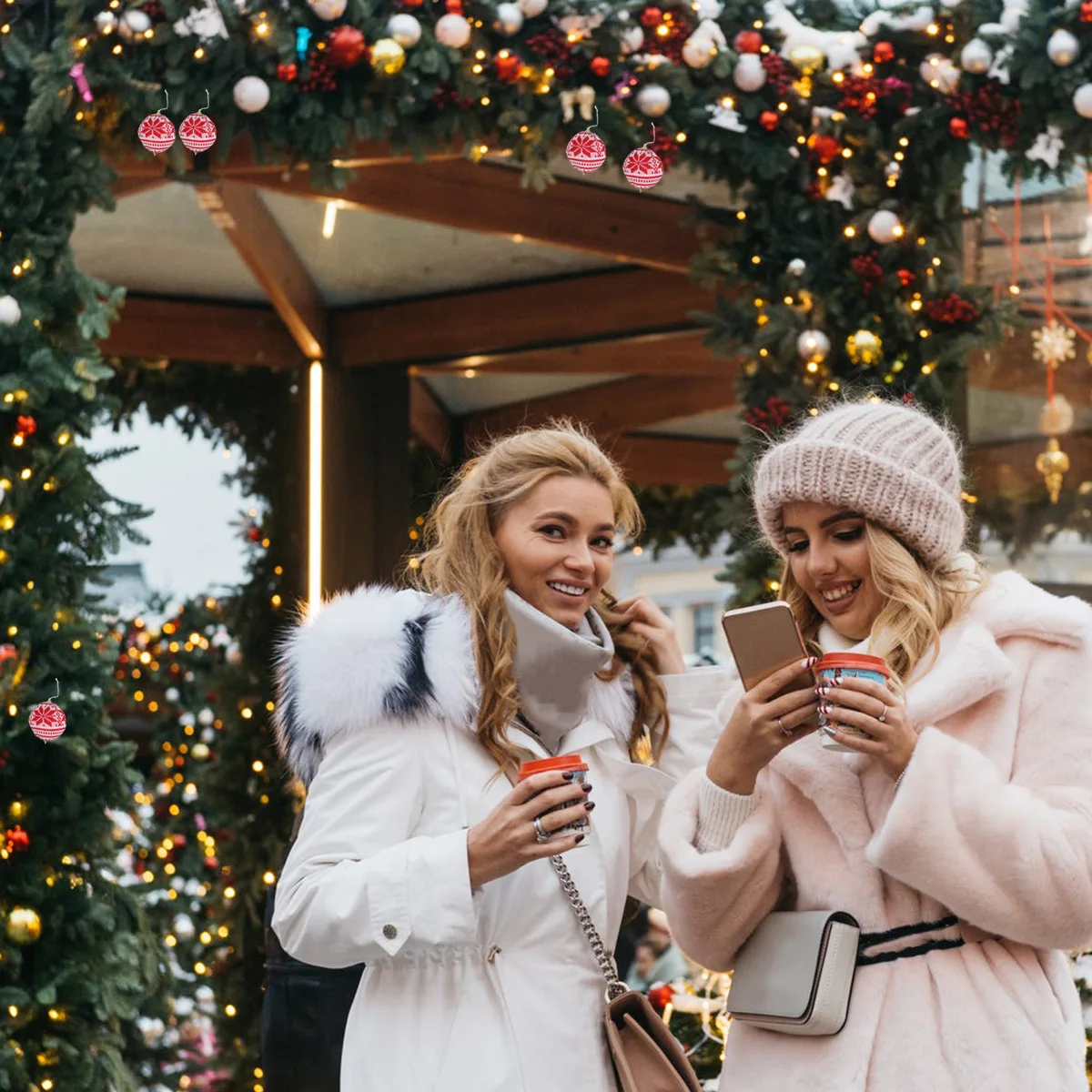 

6pcs Knit Wool Christmas Tree Pendant Hanging Ornament Creative Decor For Sofa Fireplace Bedroom Cafe Desk Red Large