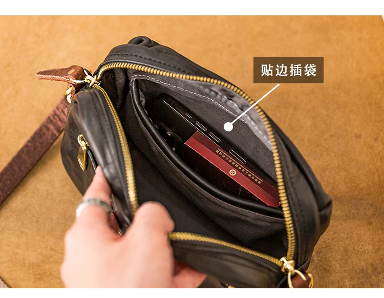 Vintage casual vegetable tanned cowhide men's shoulder bag weekend outdoor daily party genuine leather sport crossbody bag