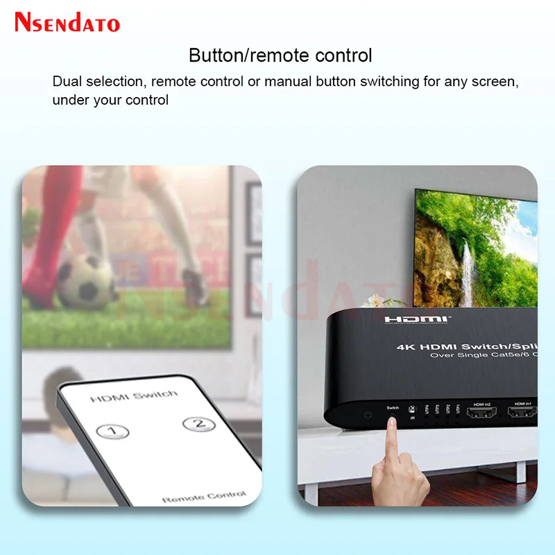4K HDMI موسع استقبال 60 متر 100 متر أكثر من RJ45 Cat6 2 في 6 خارج HDMI التبديل الفاصل 2x6 HDMI الصوت والفيديو الجلاد محول