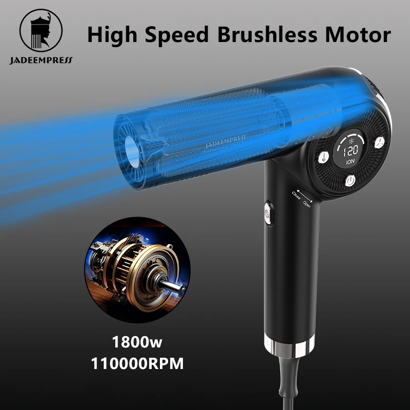 1800W High-Speed BLDC Salon Hair Dryer Diffuser Dual Voltage Leafless Design Negative Ion Technology for Hotels Travel