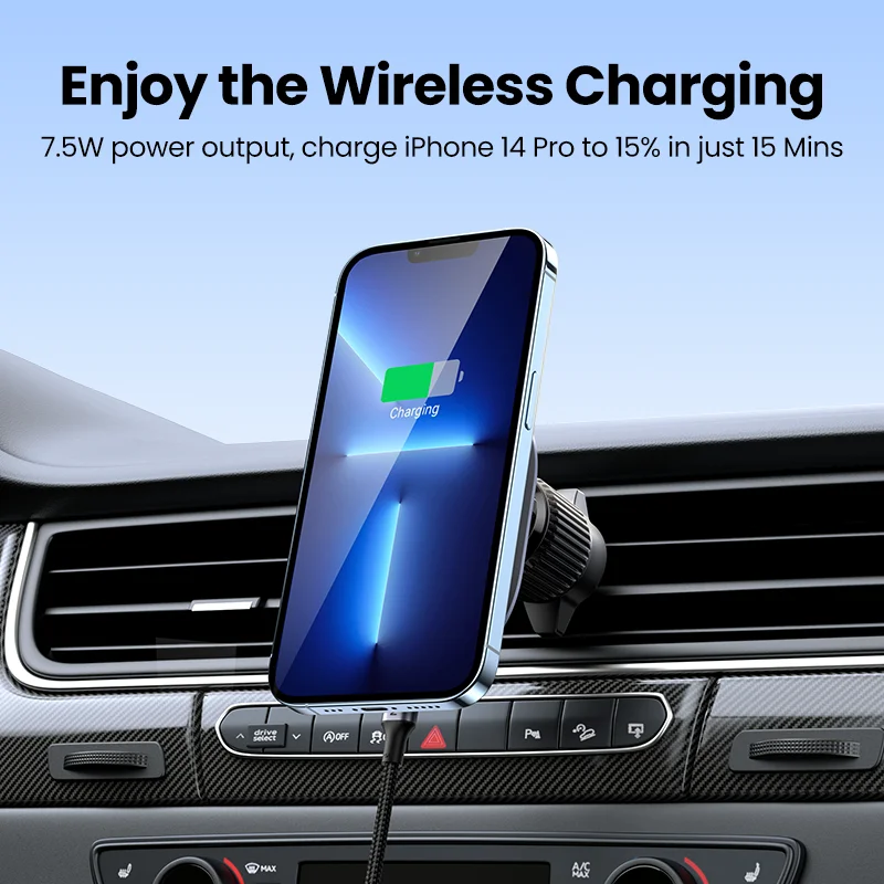 UGREEN Magnetic Car Phone Holder Stand Wireless Charger For iPhone 16 15 14 13 12 Pro Max Charging for Magsafe Car Charger 7.5W