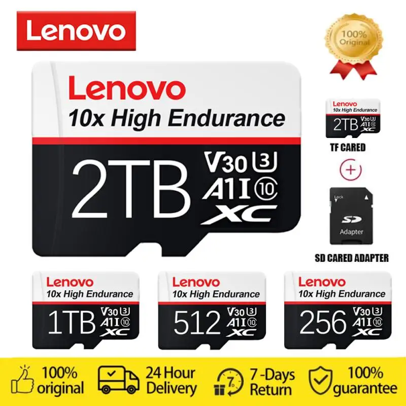 Lenovo High Speed Micro Memory Card, Micro TF SD, Cartão Flash para Xiaomi Phone, Câmera, Tablet, PC, 2TB, 1TB, 2TB, 128GB, 256GB, 64GB