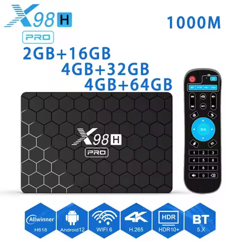 X98H PRO Android 12 Smart TV BOX BT 4K 6K HDR 10+ 2GB+16GB 4GB+32GB/64GB 1000M 2.4&amp;5G Wifi6 3D Media Player Set Top Box