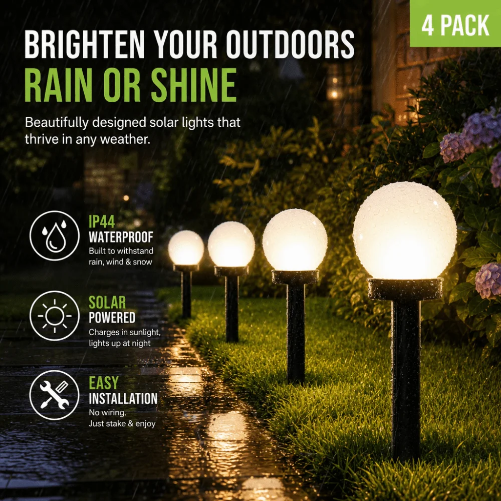 4pcs Smart Solar Powered LED Outdoor Ground Light Waterproof LED Bulb Light Solar Street Lamp LED Path Light Garden Decoration