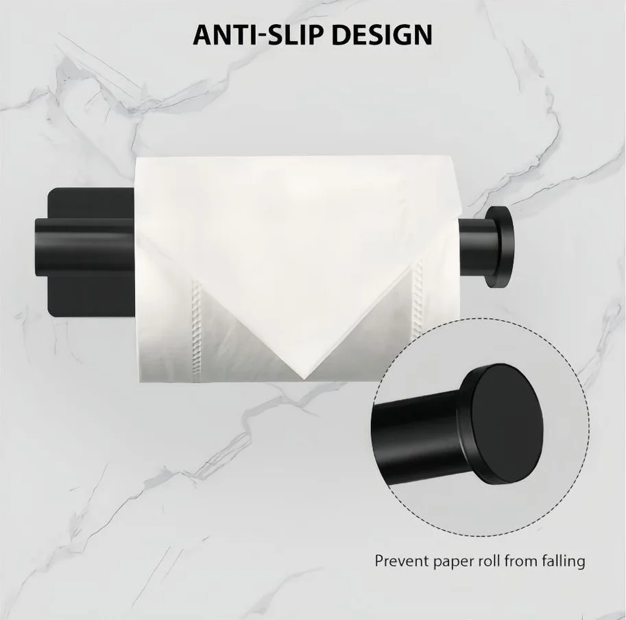 1Pc 304 Stainless Steel Perforated Paper Towel Roll Dispenser for Bathroom, Self-Adhesive Toilet Paper Holder - Image 3