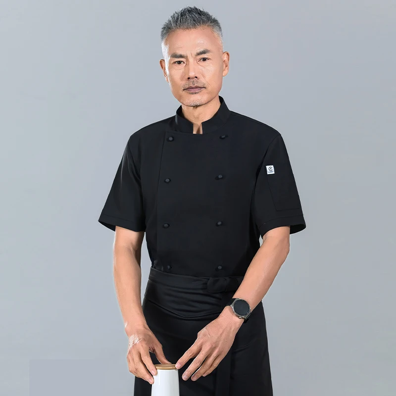 Men's Chef Jacket Hotel Cooking Uniform Restaurant Kitchen Overalls Coffee Shop Bakery Working Clothes Summer Cook Shirt