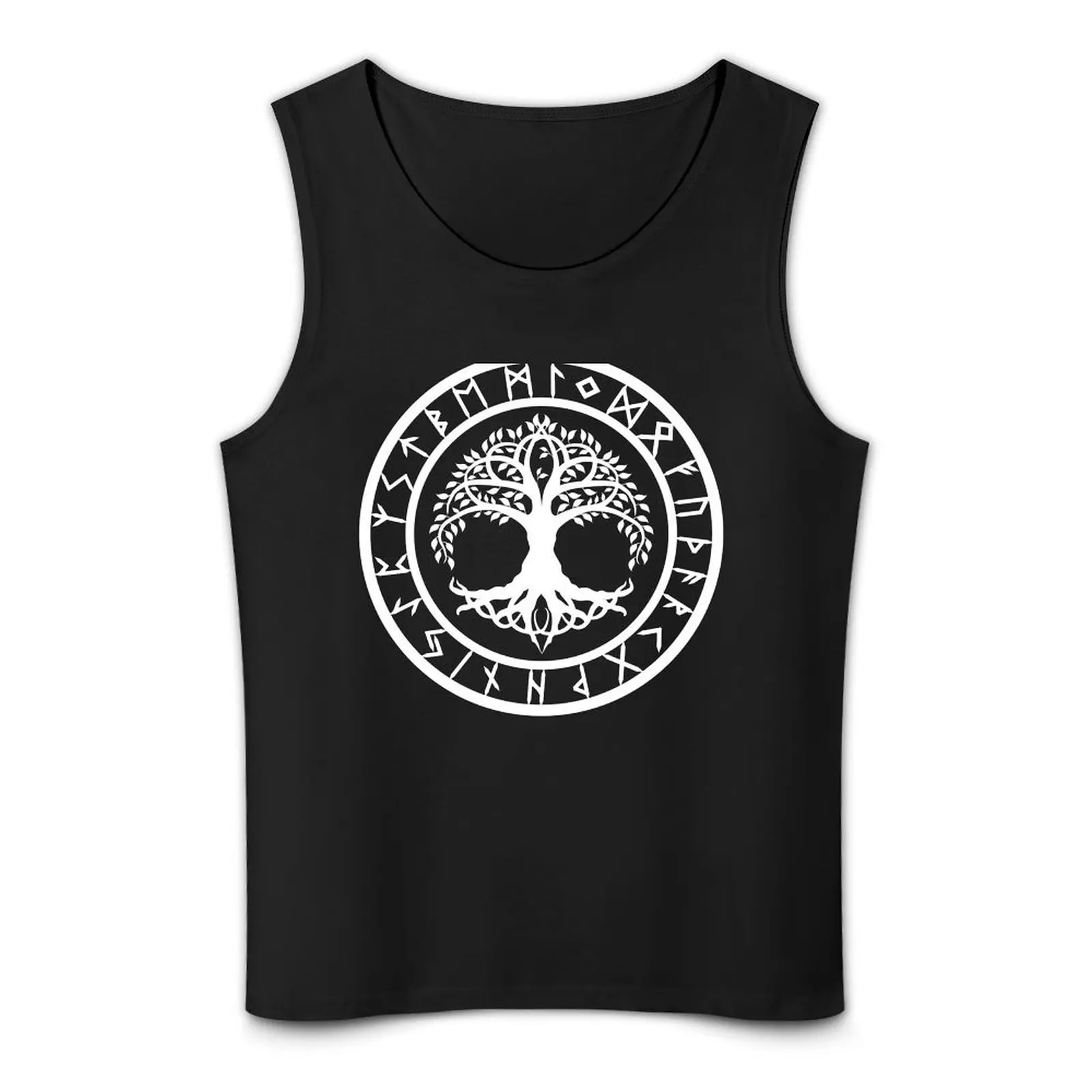 Yggdrasil-T-Shirt Sans Manches pour Homme, Haut Précieux, Rune Circle, Variante II, Médicaments Mignons